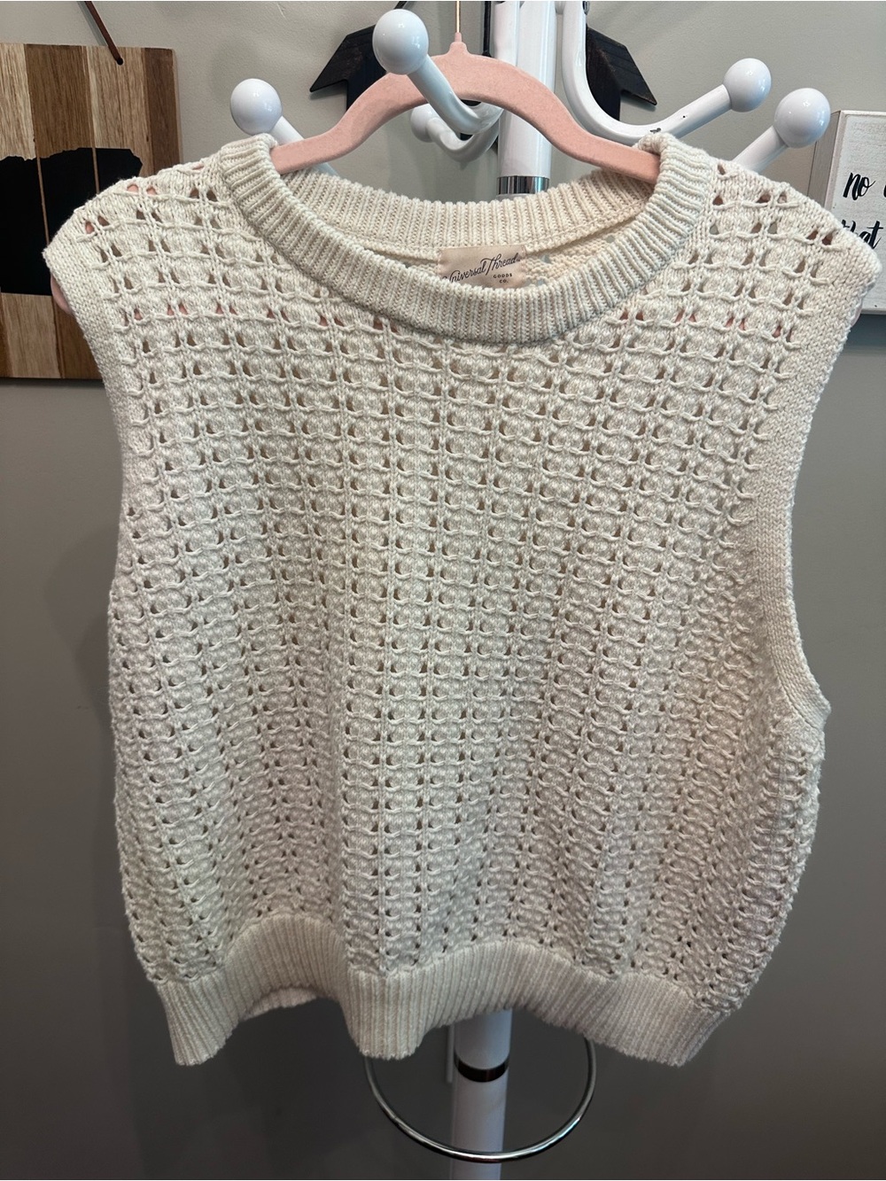 Universal Thread Cream Open-Knit Sleeveless Sweater Vest